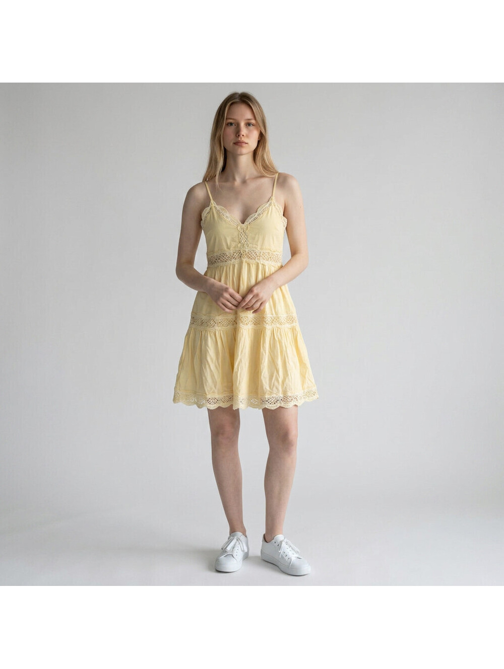 Express Dress Women XS Yellow Sheath Short V-Neck Sleeveless Zipper Rayon Lined